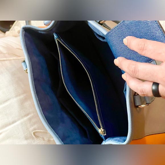 Coach Margot colorblock blue and orange leather carryall shoulder bag - Picture 5 of 10